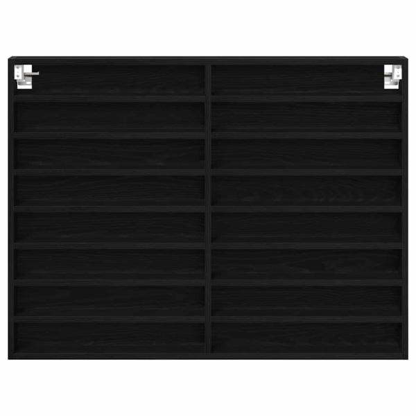 Vitrine Schrank Schwarz Eiche 100x8,5x75 cm Holzwerkstoff