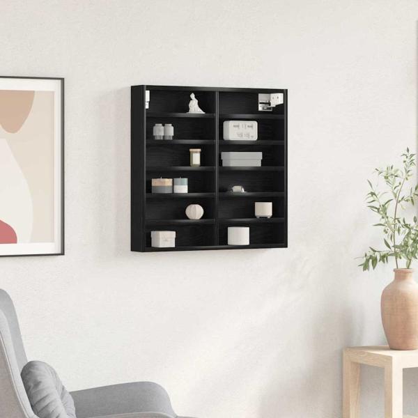 ARDEBO.de - Vitrine Schrank Schwarz Eiche 60x8,5x58 cm Holzwerkstoff