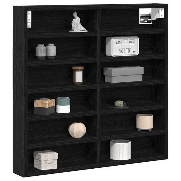 Vitrine Schrank Schwarz Eiche 60x8,5x58 cm Holzwerkstoff
