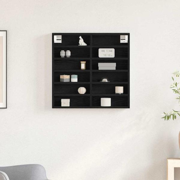 Vitrine Schrank Schwarz Eiche 60x8,5x58 cm Holzwerkstoff