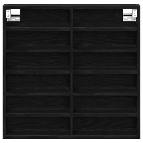 Vitrine Schrank Schwarz Eiche 60x8,5x58 cm Holzwerkstoff