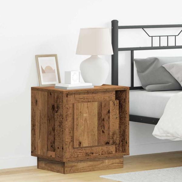 ARDEBO.de - Nachttische Set von 2 Altes Holz Ingenieurholz 44 x 34,5 x 45 cm