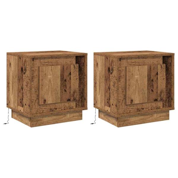 Nachttische Set von 2 Altes Holz Ingenieurholz 44 x 34,5 x 45 cm