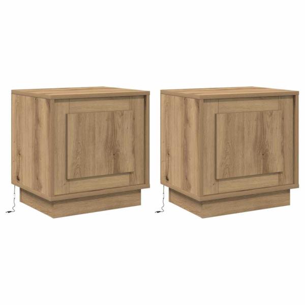 Nachttische mit LED-Lichtern 2 Stück Artisan Eiche 44x34,5x45 cm