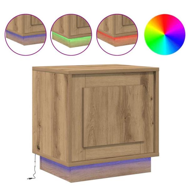 Nachttische mit LED-Lichtern 2 Stück Artisan Eiche 44x34,5x45 cm