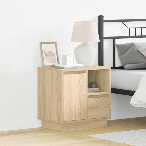 ARDEBO.de - Nachttische mit LED 2 Stück Sonoma Eiche 50x34,5x50 cm