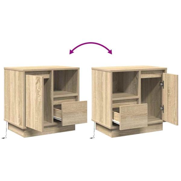 Nachttische mit LED 2 Stück Sonoma Eiche 50x34,5x50 cm