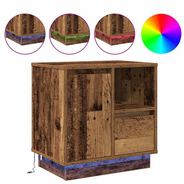Nachttische mit LED-Lichtern 2 Stk. Altes Holz 50x34,5x50 cm