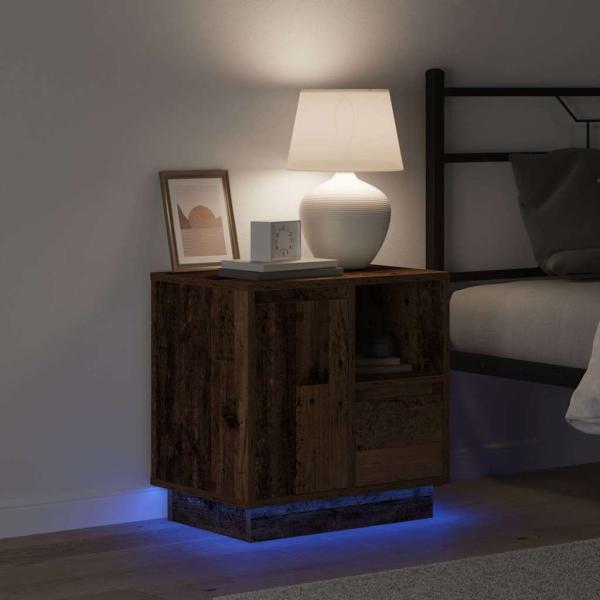 Nachttische mit LED-Lichtern 2 Stk. Altes Holz 50x34,5x50 cm