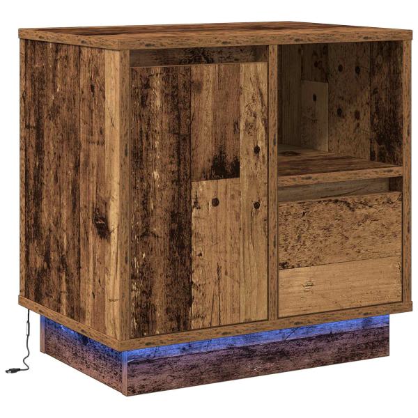 Nachttische mit LED-Lichtern 2 Stk. Altes Holz 50x34,5x50 cm