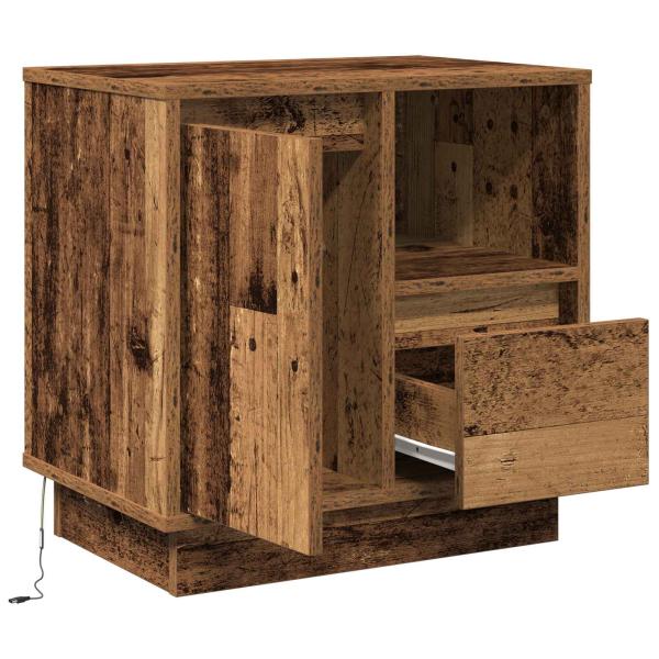 Nachttische mit LED-Lichtern 2 Stk. Altes Holz 50x34,5x50 cm