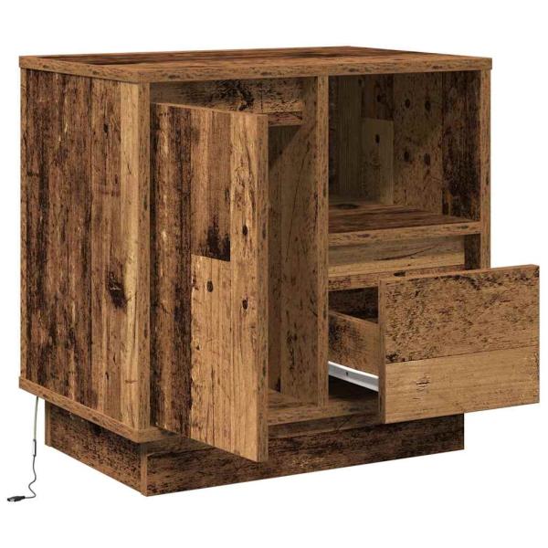Nachttische mit LED-Lichtern 2 Stk. Altes Holz 50x34,5x50 cm