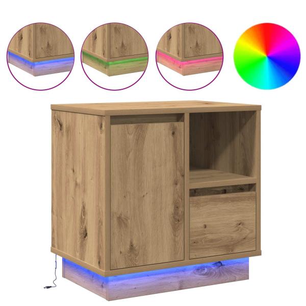 ARDEBO.de - Artisan Eiche MDF mit Eichenfurnier Mittel Nachttisch