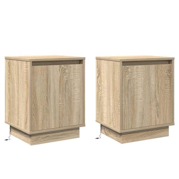Nachttische Set aus 2 Sonoma Eiche Furnierter Holzwerkstoff
