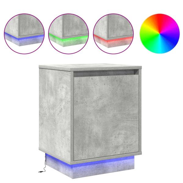 Nachttisch mit LED-Beleuchtung Beton Grau 39x34,5x50 cm