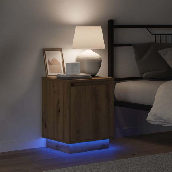 Nachttische Set von 2 Massivholz Eiche Spanplatte