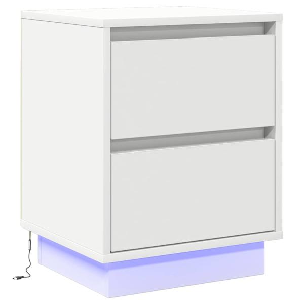 Nachttisch mit LED-Lichtern Weiß 39x34,5x50 cm