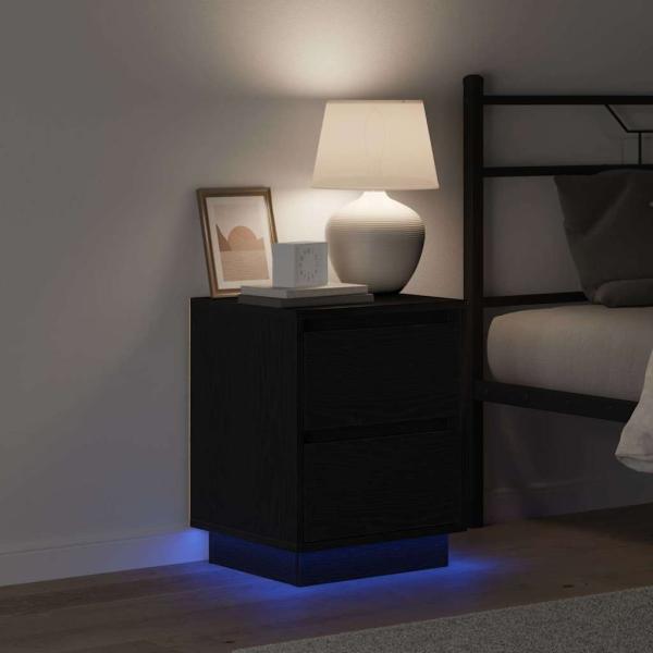 Nachttisch mit LED Lichtern Schwarz 39x34,5x50 cm