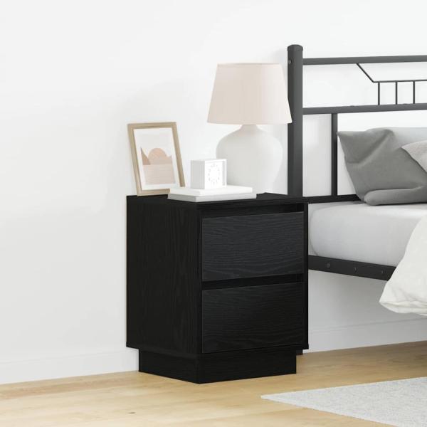 ARDEBO.de - Nachttische mit LED-Lichtern 2 Stück Schwarz 39x34.5x50 cm