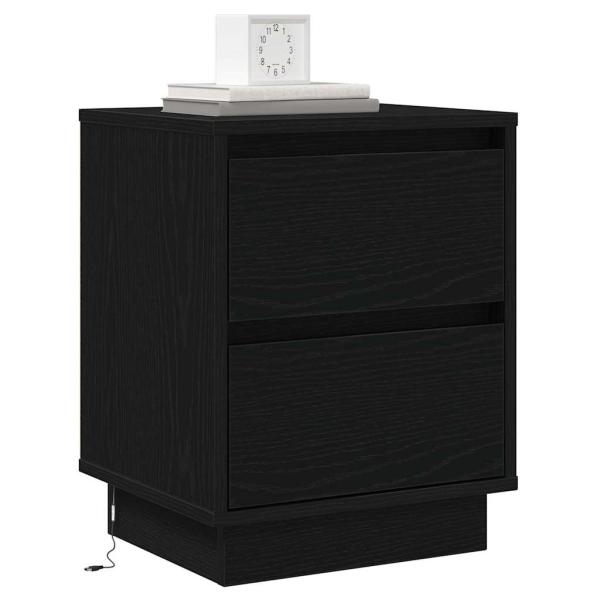 Nachttische mit LED-Lichtern 2 Stück Schwarz 39x34.5x50 cm