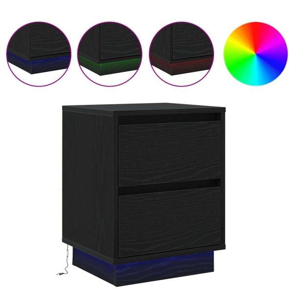 Nachttische mit LED-Lichtern 2 Stück Schwarz 39x34.5x50 cm