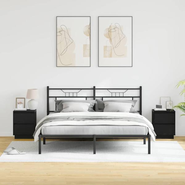 Nachttische mit LED-Lichtern 2 Stück Schwarz 39x34.5x50 cm