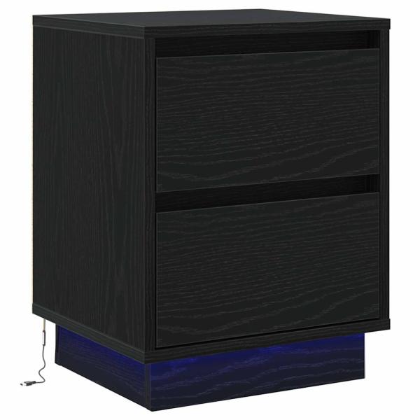 Nachttische mit LED-Lichtern 2 Stück Schwarz 39x34.5x50 cm