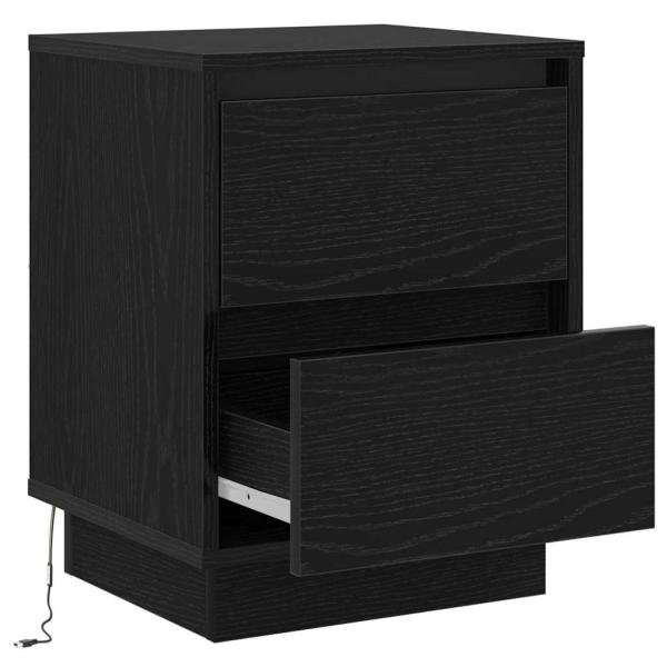 Nachttische mit LED-Lichtern 2 Stück Schwarz 39x34.5x50 cm