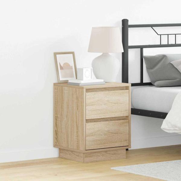 ARDEBO.de - Nachttische mit LED-Lichtern 2 Stück Sonoma Eiche 39x34.5x50 cm