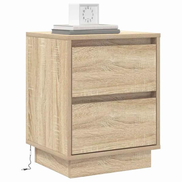 Nachttische mit LED-Lichtern 2 Stück Sonoma Eiche 39x34.5x50 cm