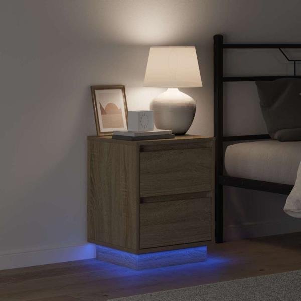 Nachttische mit LED-Lichtern 2 Stück Sonoma Eiche 39x34.5x50 cm