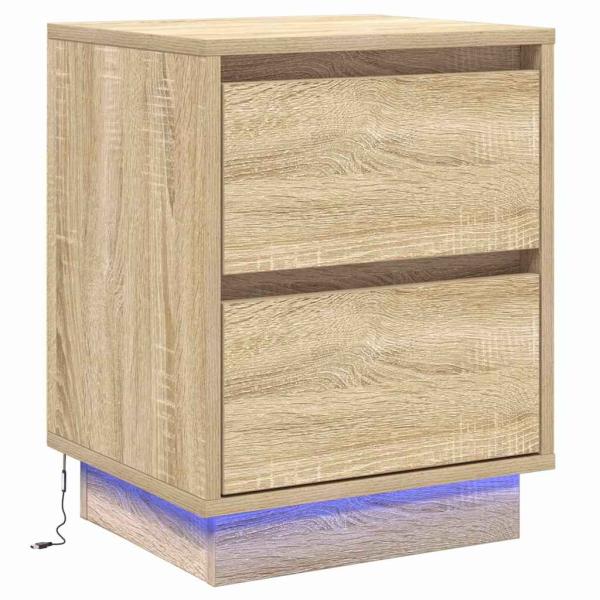 Nachttische mit LED-Lichtern 2 Stück Sonoma Eiche 39x34.5x50 cm