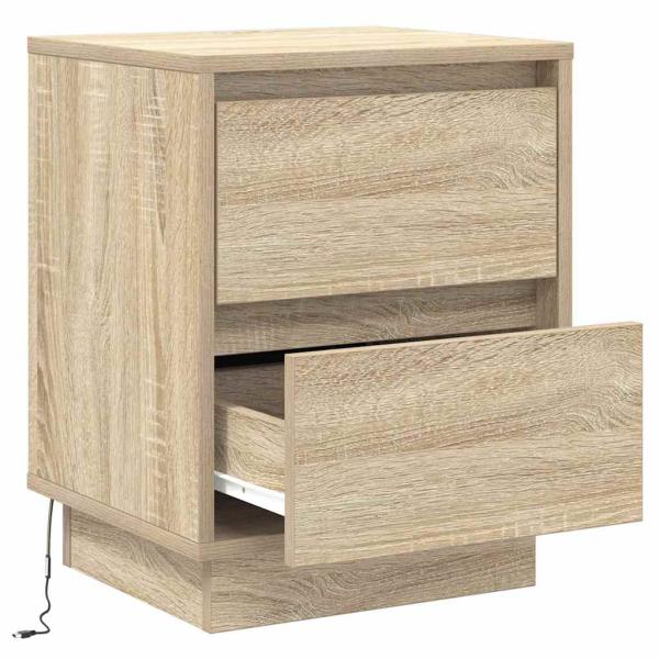 Nachttische mit LED-Lichtern 2 Stück Sonoma Eiche 39x34.5x50 cm