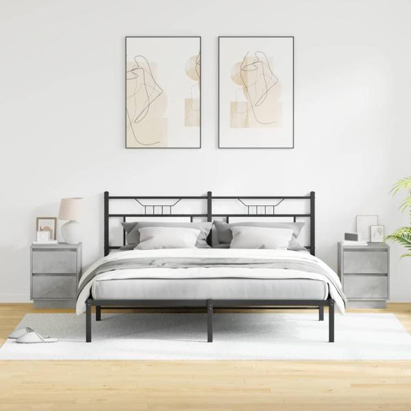 Nachttische mit LED-Lichtern 2 Stück Beton Grau 39x34.5x50 cm