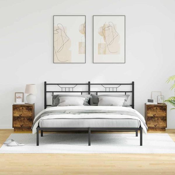 Nachttische mit LED-Lichtern 2 Stück Raucheiche 39x34.5x50 cm