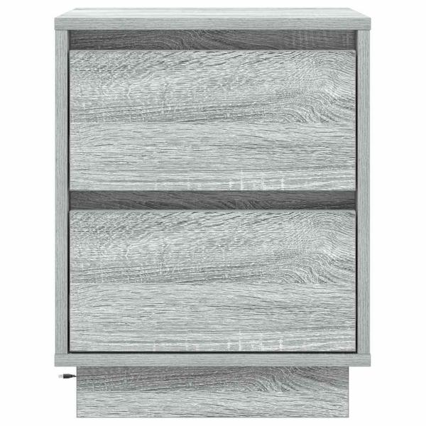 Nachttische mit LED Lichtern 2 Stk Grau Sonoma 39x34.5x50 cm