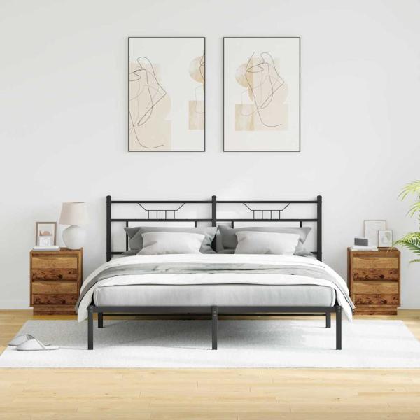 Nachttische mit LED-Lichtern 2 Stück Altholz 39x34.5x50 cm