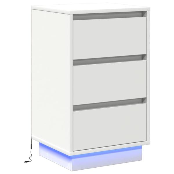 Nachttisch mit LED Weiß 39x34,5x65 cm Holzwerkstoff
