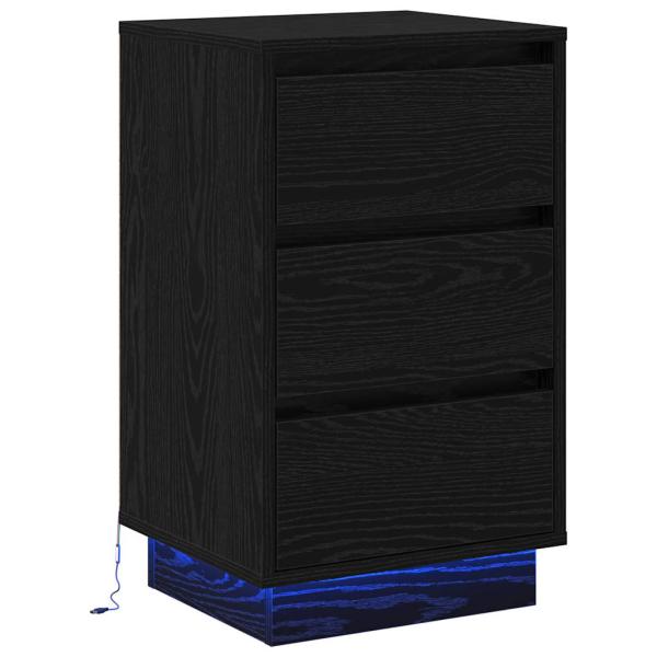 Nachttisch mit LED Schwarze Eiche 39x34,5x65 cm Holzwerkstoff