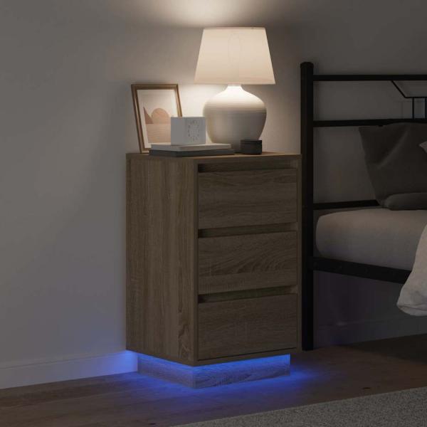 Nachttisch mit LED Sonoma Eiche 39x34,5x65 cm Holzwerkstoff