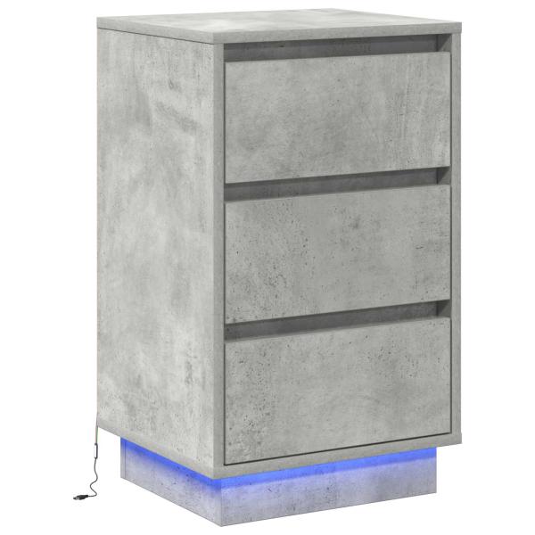 Nachttisch mit LED Beton Grau 39x34,5x65 cm Werkstoffholz