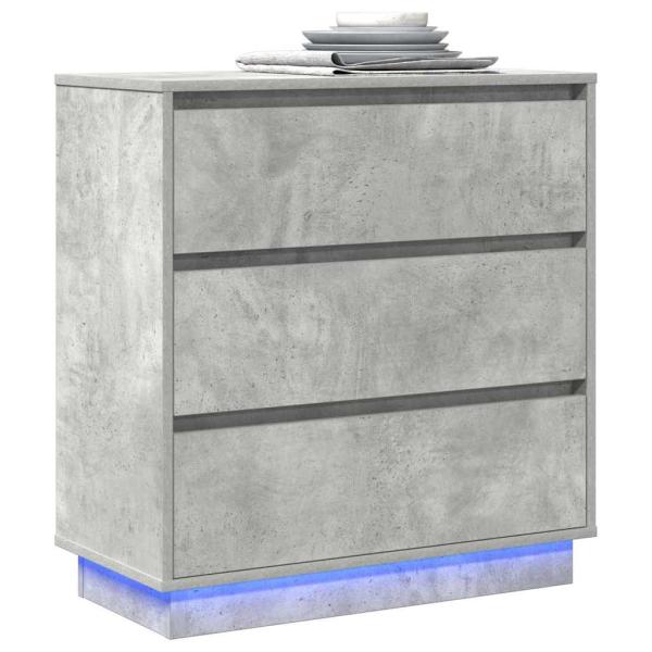 Nachttisch mit LED Beton Grau 71x34,5x75 cm Holzwerkstoff