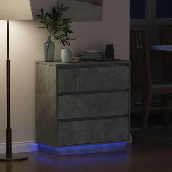 Nachttisch mit LED Beton Grau 71x34,5x75 cm Holzwerkstoff