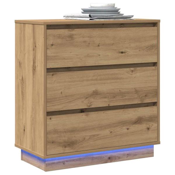 Nachttisch mit LED Artisan Eiche 71x34,5x75 cm Holzwerkstoff