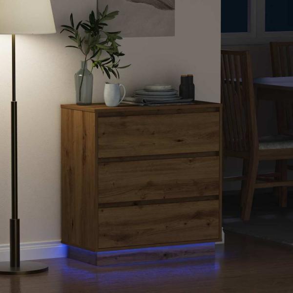 Nachttisch mit LED Artisan Eiche 71x34,5x75 cm Holzwerkstoff