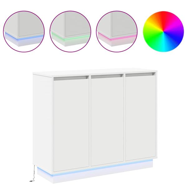 Sideboard mit LED in Weiß, 90x32x75 cm, aus Holzwerkstoff