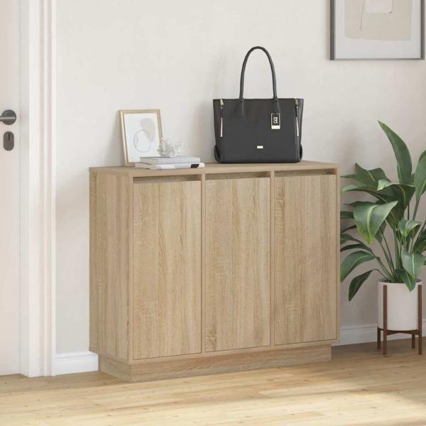 LED-Sideboard Sonoma-Eiche 90 x 32 x 75 cm Holzwerkstoff