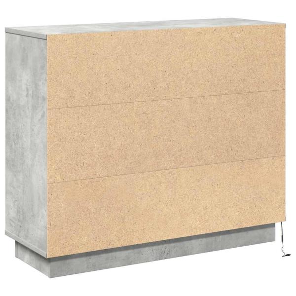 Sideboard mit LED in Beton Grau, 90x32x75 cm, aus Holzwerkstoff