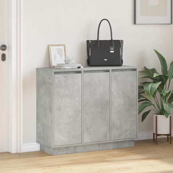 Sideboard mit LED in Beton Grau, 90x32x75 cm, aus Holzwerkstoff