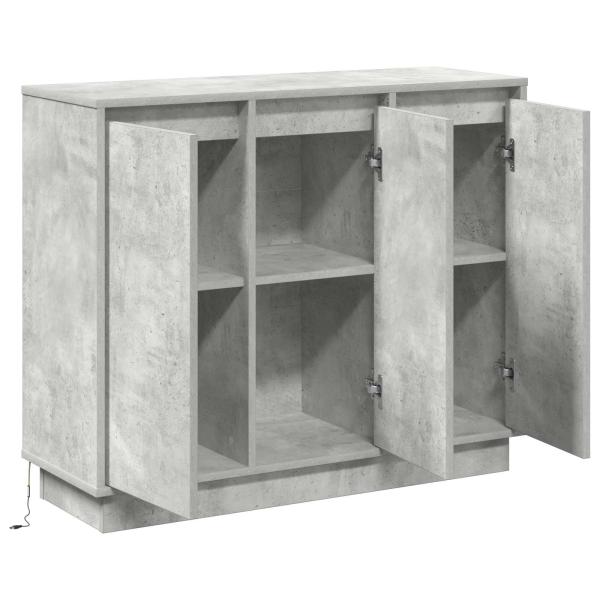 Sideboard mit LED in Beton Grau, 90x32x75 cm, aus Holzwerkstoff